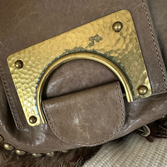 Vintage Diane Von FURSTENBERG DVF sequins, Feathers, Brass Bag - Picture 4 of 5